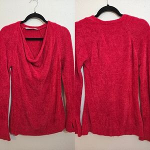 Athleta Ultra Soft Cowlneck Sweater Thumb Holes Red Small